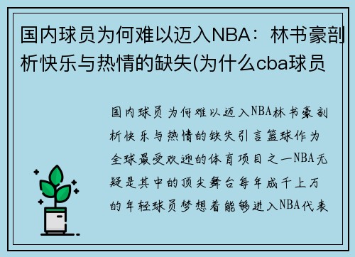 国内球员为何难以迈入NBA：林书豪剖析快乐与热情的缺失(为什么cba球员针对林书豪)